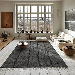 Dywany shaggy - Leora Natural Cotton Shaggy (czarny/brązowy)