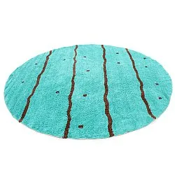 Okrągły dywan - Leora Natural Cotton Shaggy (turkusowy/brązowy)