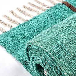 Dywany shaggy - Leora Natural Cotton Shaggy (turkusowy/brązowy)