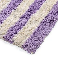 Dywany shaggy - Thira Stripe Cotton Shaggy (krem/jasnofioletowy)
