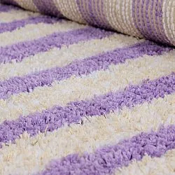 Dywany shaggy - Thira Stripe Cotton Shaggy (krem/jasnofioletowy)