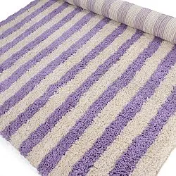 Dywany shaggy - Thira Stripe Cotton Shaggy (krem/jasnofioletowy)