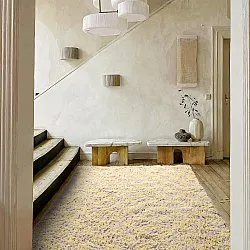 Dywany shaggy - Methoni Check Cotton Shaggy (kremowy/jasnożółty)