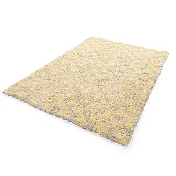 Dywany shaggy - Methoni Check Cotton Shaggy (kremowy/jasnożółty)