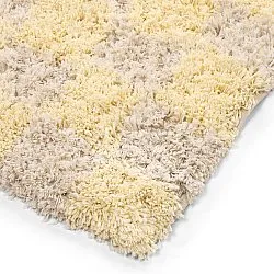Dywany shaggy - Methoni Check Cotton Shaggy (kremowy/jasnożółty)