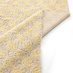 Dywany shaggy - Methoni Check Cotton Shaggy (kremowy/jasnożółty)