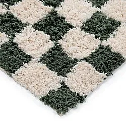 Dywany shaggy - Methoni Check Cotton Shaggy (krem/zielony)