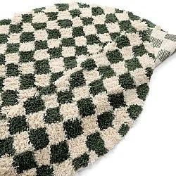 Okrągły dywan - Methoni Check Cotton Shaggy (krem/zielony)