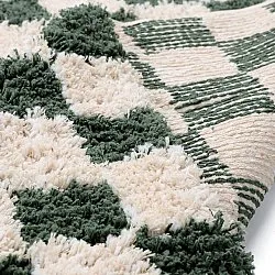 Dywany shaggy - Methoni Check Cotton Shaggy (krem/zielony)