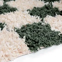 Dywany shaggy - Methoni Check Cotton Shaggy (krem/zielony)