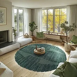 Okrągły dywan - Rani Natural Cotton Shaggy (zielony)