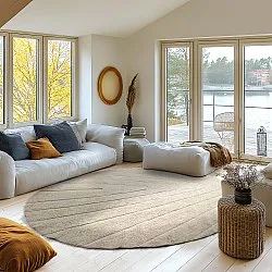 Okrągły dywan - Sivia Natural Cotton Shaggy (beżowy)