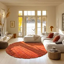 Okrągły dywan - Sivia Natural Cotton Shaggy (czerwony/pomarańczowy)