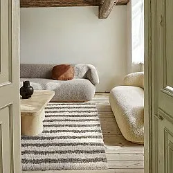 Dywany shaggy - Thira Stripe Cotton Shaggy (kremowy/taupe)