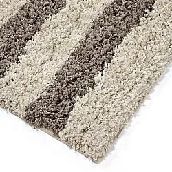Dywany shaggy - Thira Stripe Cotton Shaggy (kremowy/taupe)