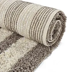 Dywany shaggy - Thira Stripe Cotton Shaggy (kremowy/taupe)