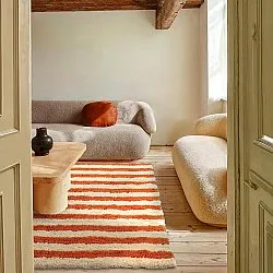 Dywany shaggy - Thira Stripe Cotton Shaggy (jasnożółty/jasnopomarańczowy)