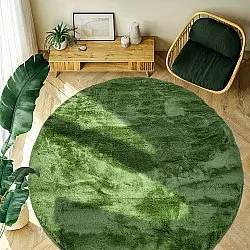 Okrągły dywan - Aranga Super Soft Fur (zielona oliwka)