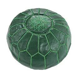 Pouf - Marokańska pufa skórzana (ciemnozielony)