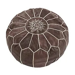 Pouf - Marokańska pufa skórzana (ciemny brąz)