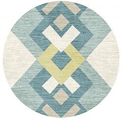 Okrągłe dywan - Temara (niebieski/wielobarwność)