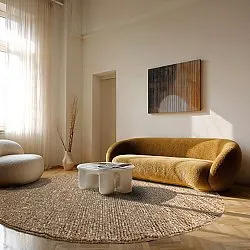 Okrągły dywan - Avafors Wool Bubble (jasnobrązowy/biały)