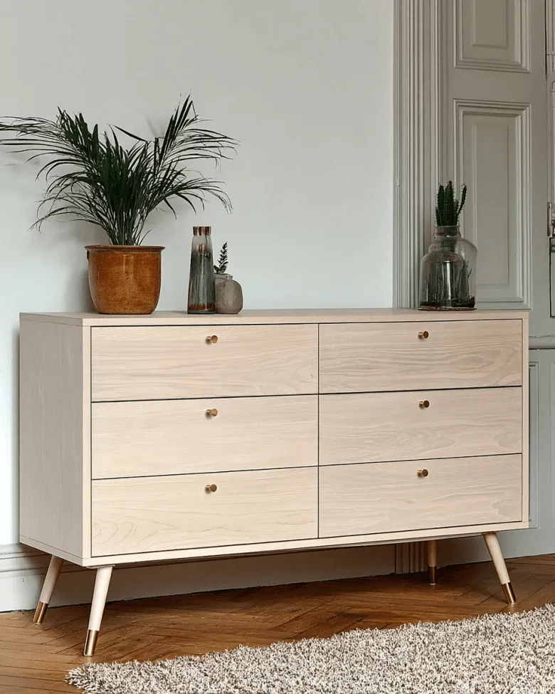 Komoda - Prime - 6 lådor (biały dąb)
