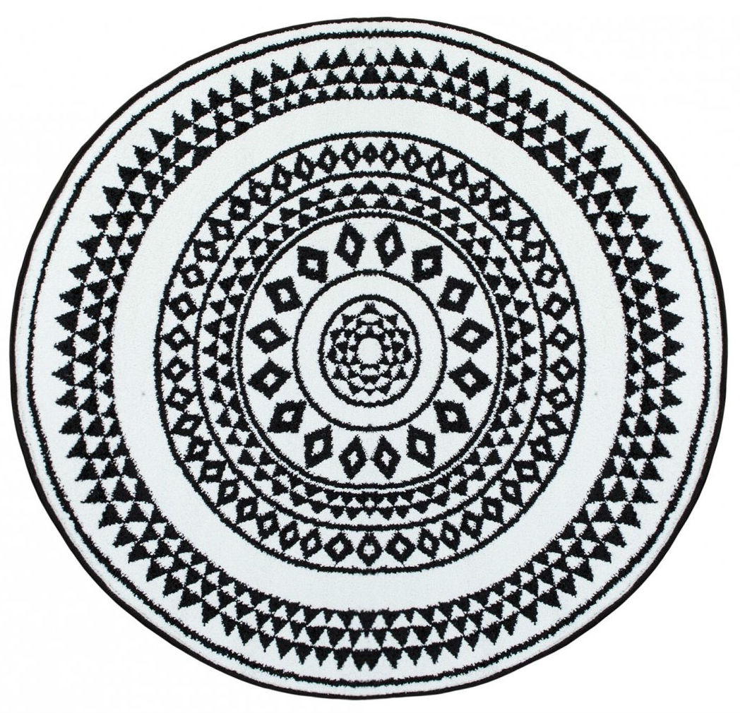 Okrągły dywan - Aztek (czarny/biały)