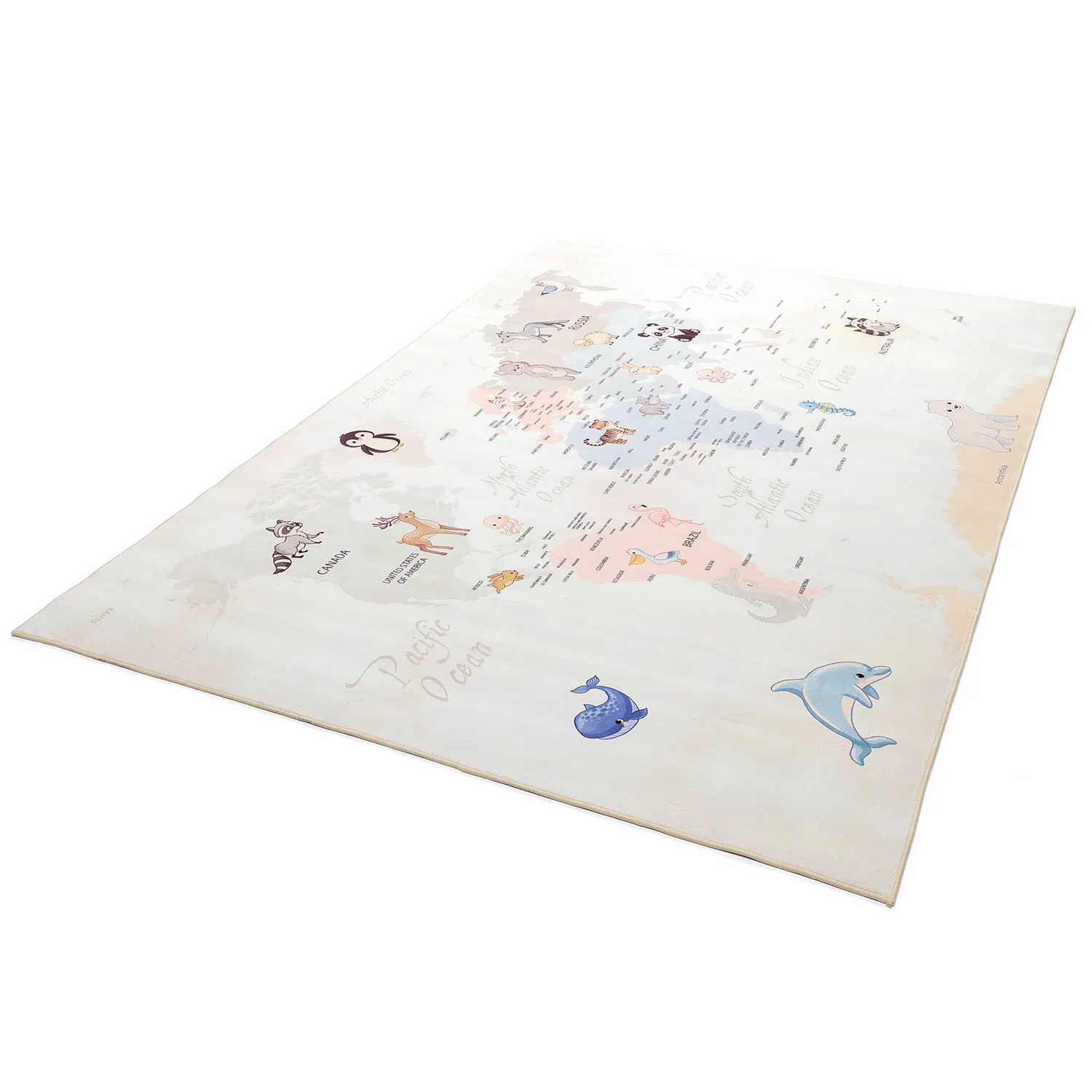 Dywan dziecicęy - Animal Map (beżowy)