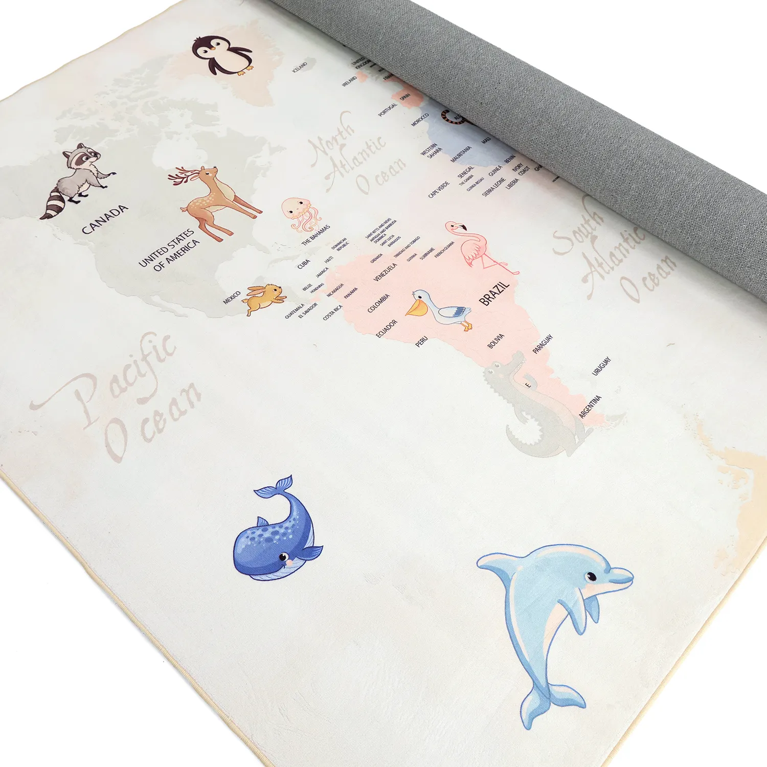 Dywan dziecicęy - Animal Map (beżowy)