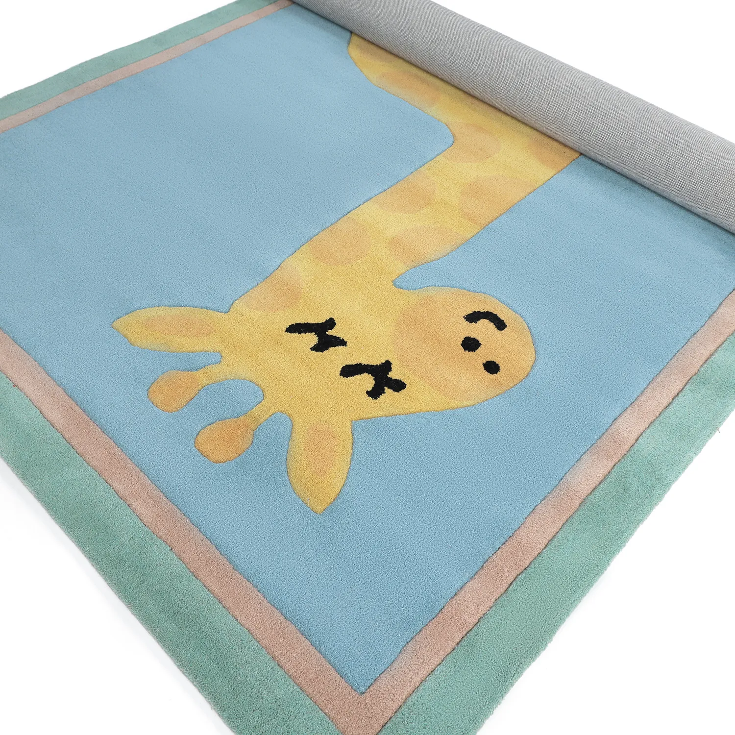 Dywan Dziecięcy - Giraffe Hand Tufted Wool Premium (jasnoniebieski/wielokolorowy)