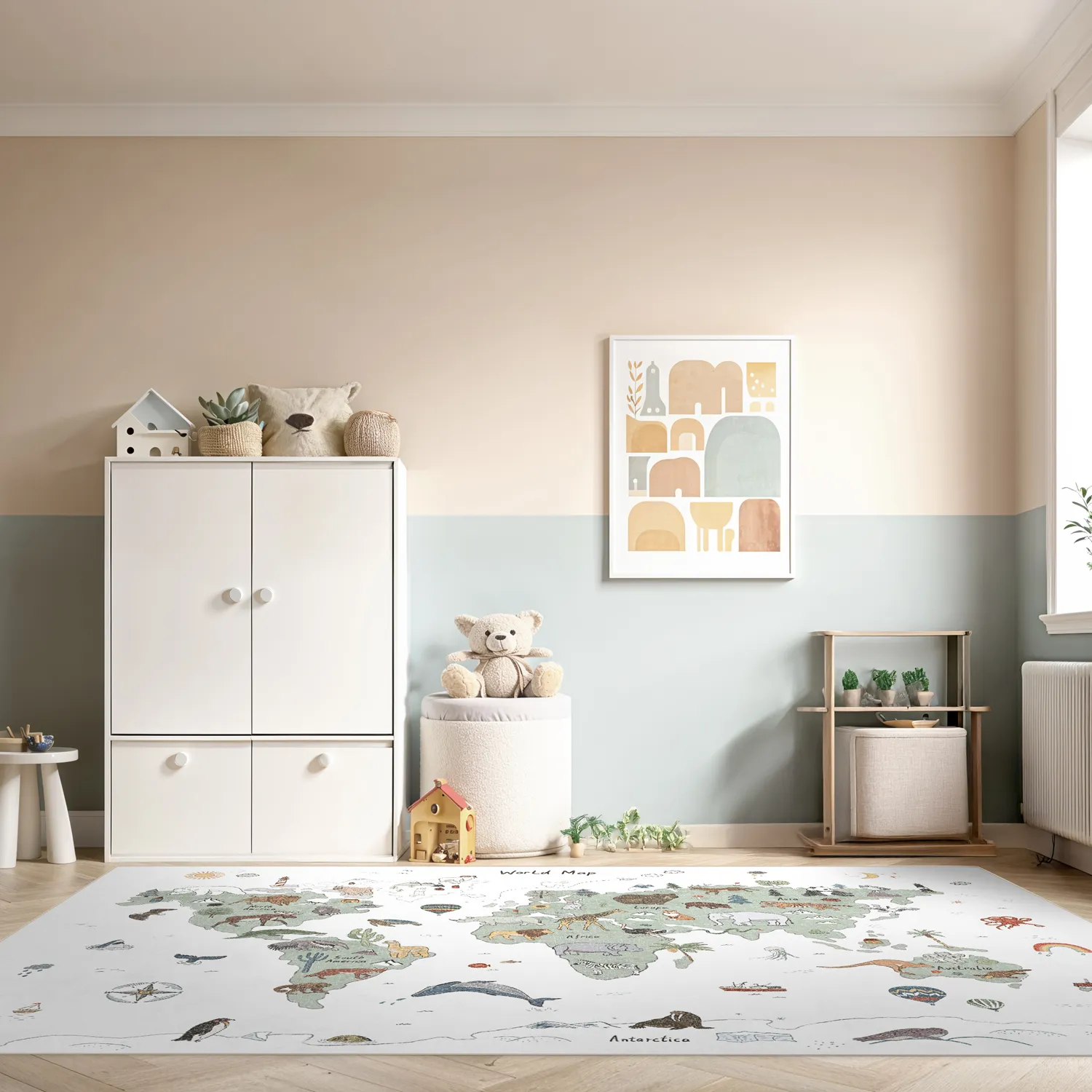 Dywan dziecicęy - Kids World Map (zielony)
