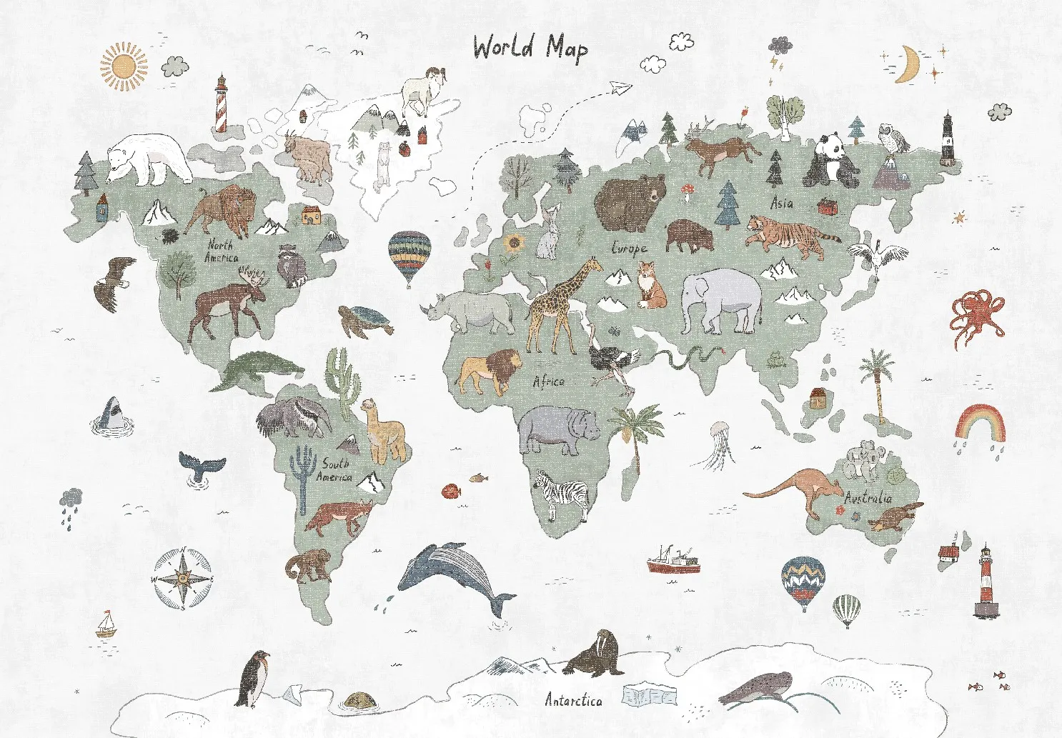 Dywan dziecicęy - Kids World Map (zielony)