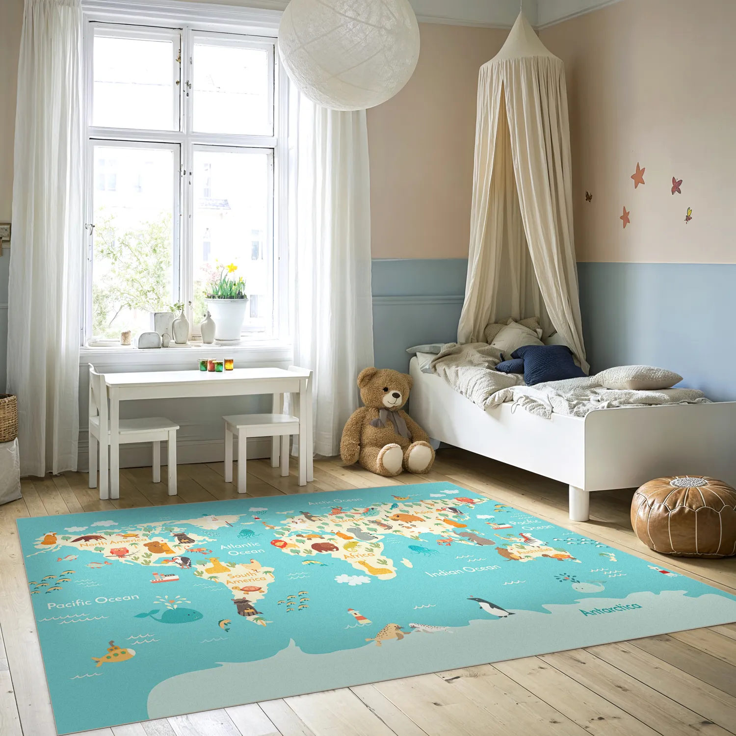 Dywan dziecicęy - World Map (niebieski/multi)