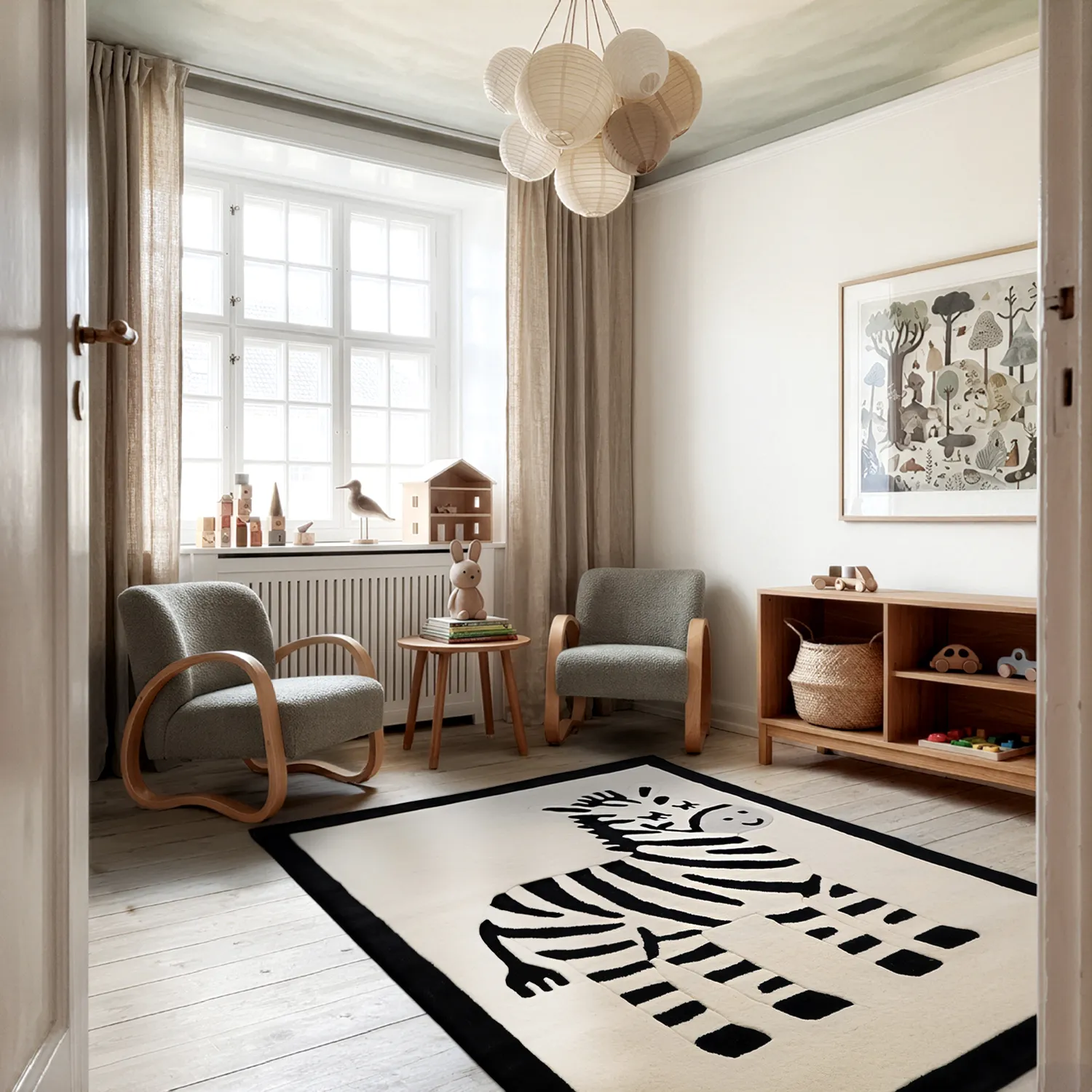 Dywan Dziecięcy - Zebra Hand Tufted Wool Premium (beżowy/czarny)