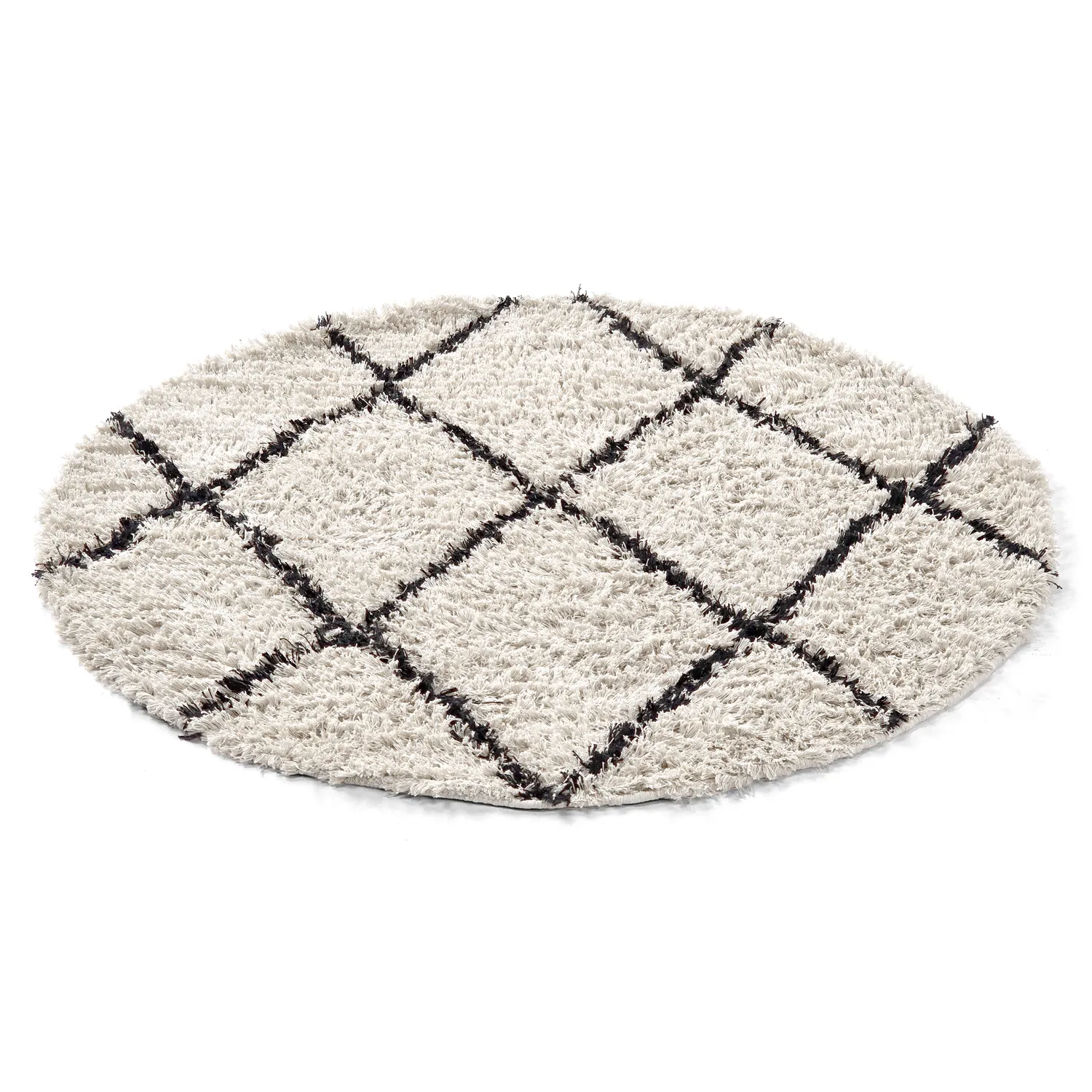 Okrągły dywan - Alcott Natural Cotton Shaggy (czarny/biały)