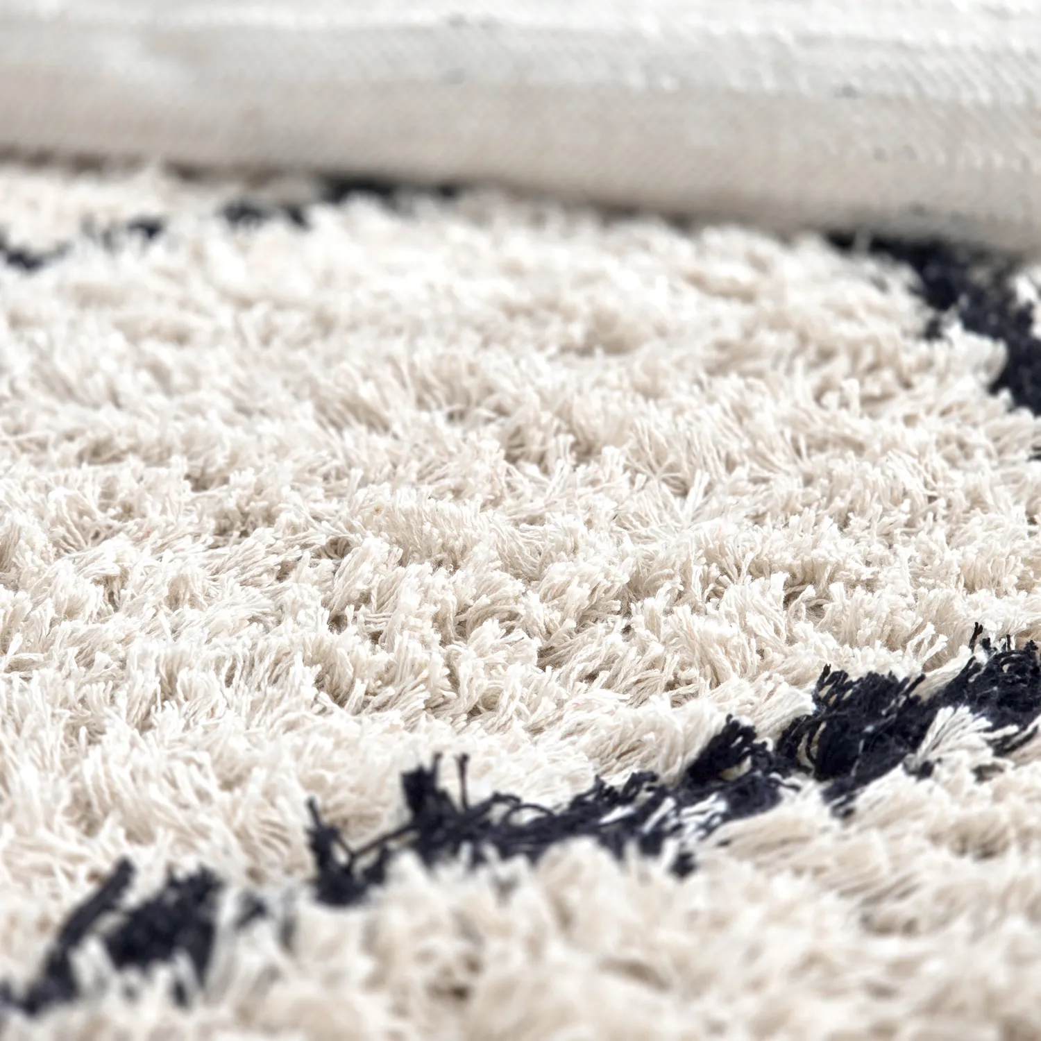 Okrągły dywan - Alcott Natural Cotton Shaggy (czarny/biały)