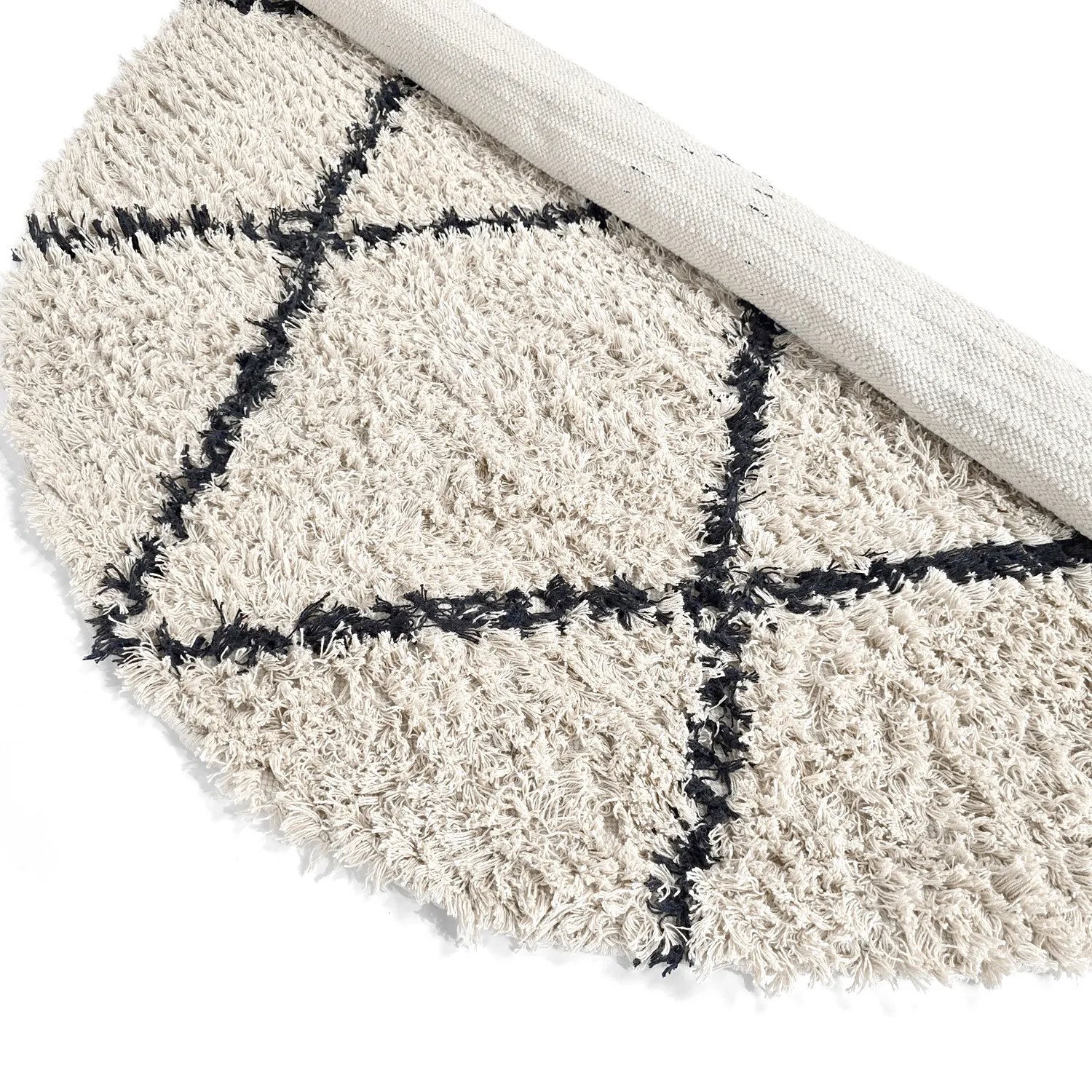 Okrągły dywan - Alcott Natural Cotton Shaggy (czarny/biały)