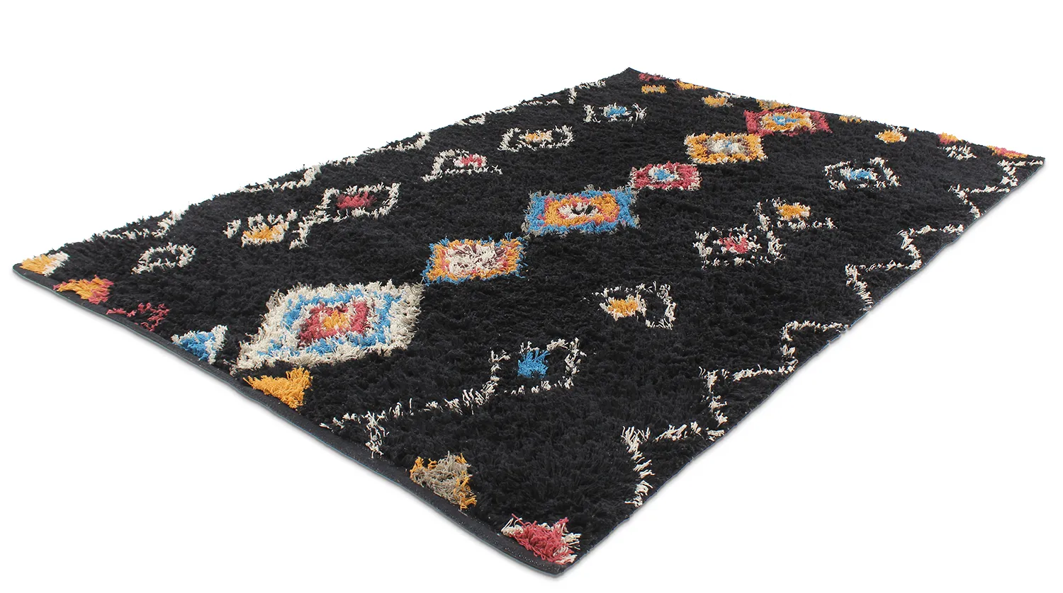 Dywany shaggy - Marden Natural Cotton Shaggy (czarny/multi)