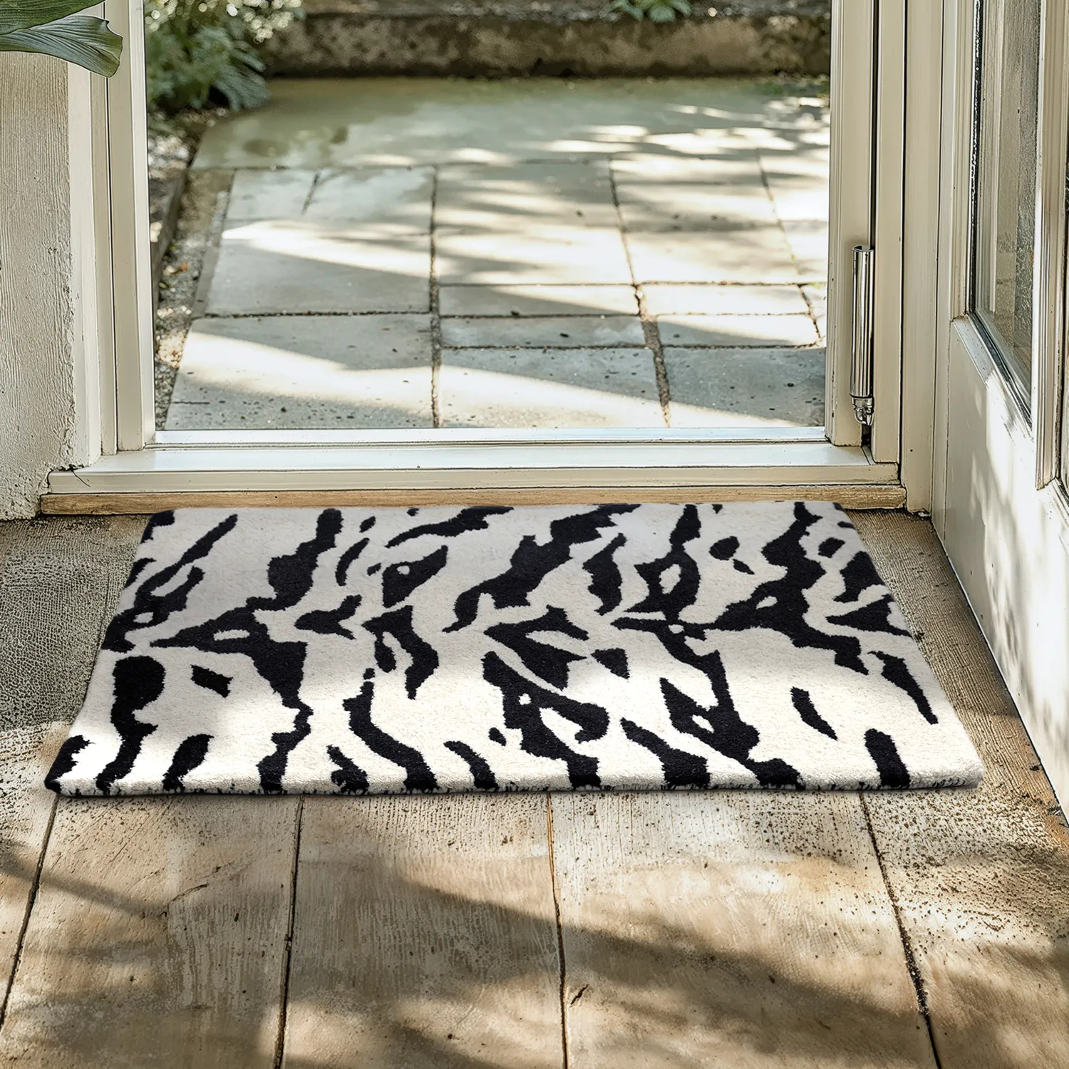 Wycieraczka do drzwi - Zebra Tufted Wool Premium (biały/czarny)