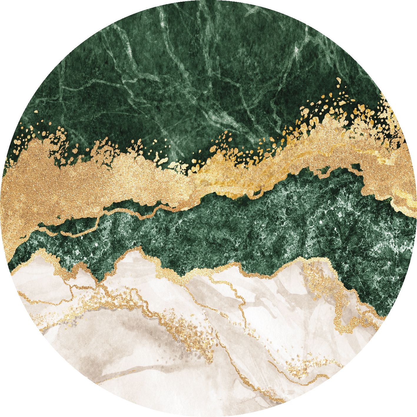 Okrągły dywan - Padova (zielony/biały/złoty)