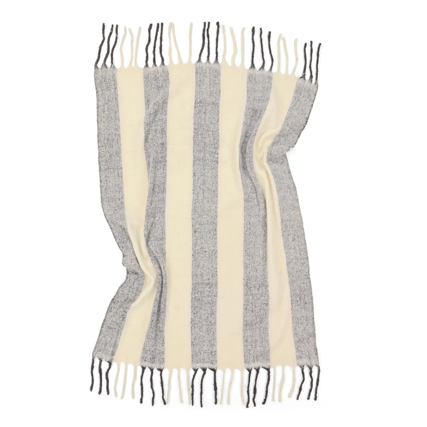 Koce - Koc z mieszanki wełny - Beatriz Stripe (czarny/biały)