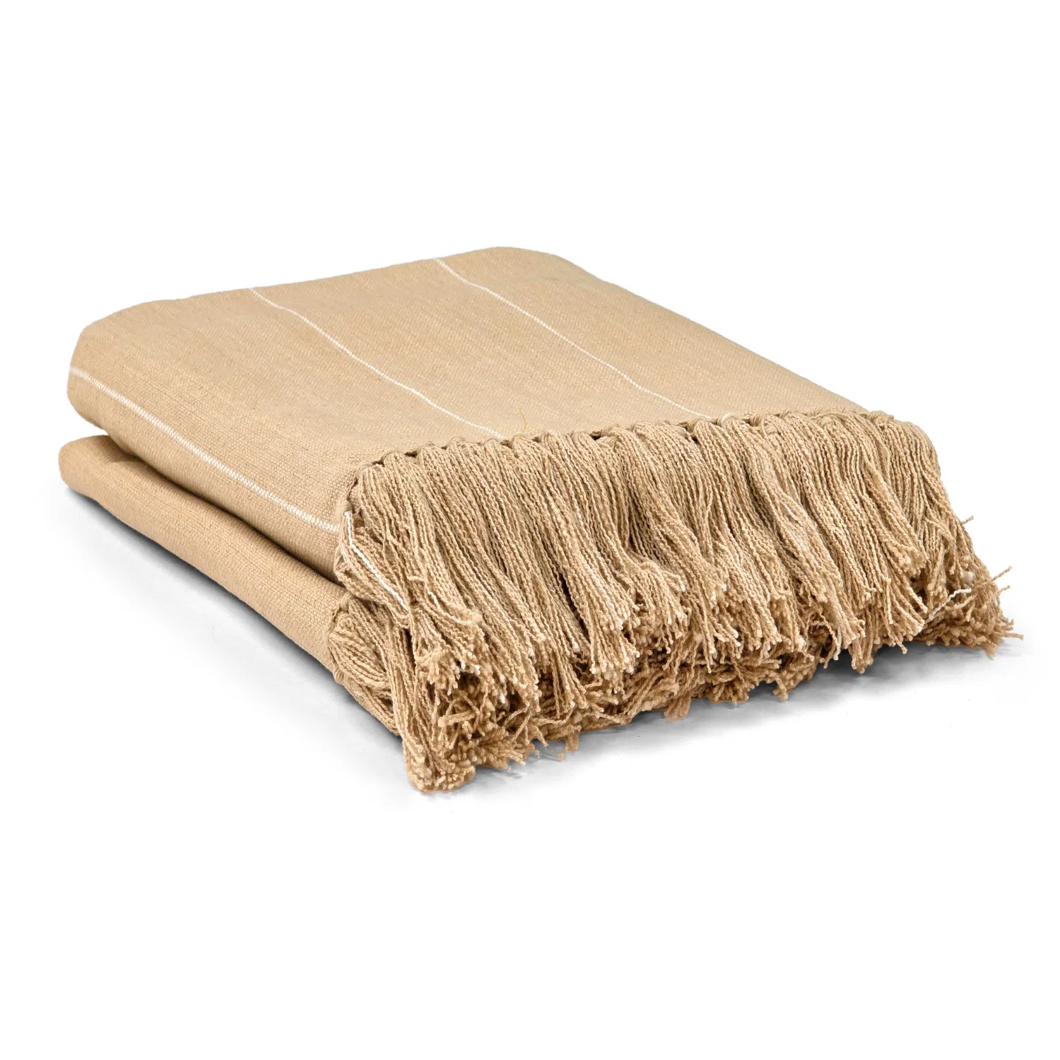 Koce - Bawełniany koc - Martina Stripe (beżowy/biały)