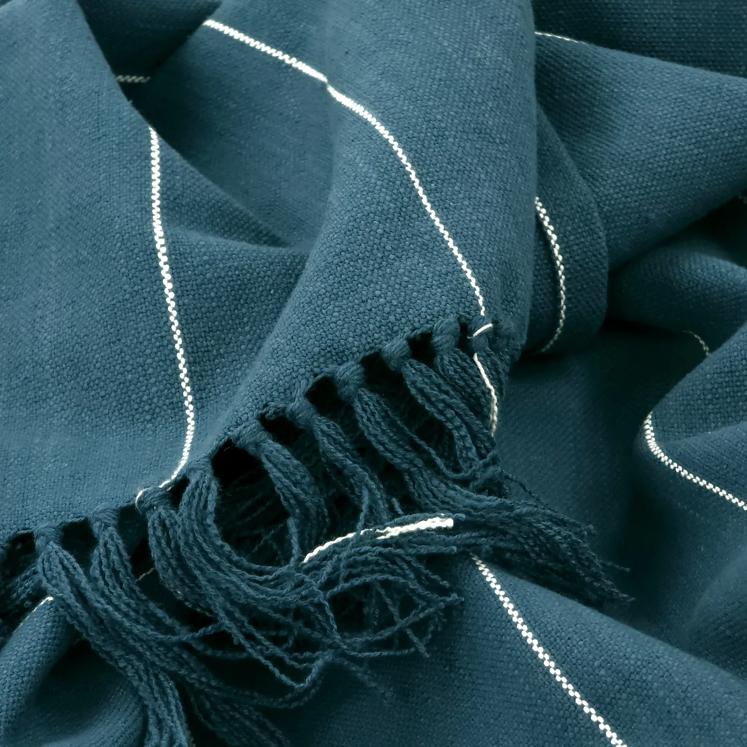 Koce - Bawełniany koc - Martina Stripe (niebieski/biały)