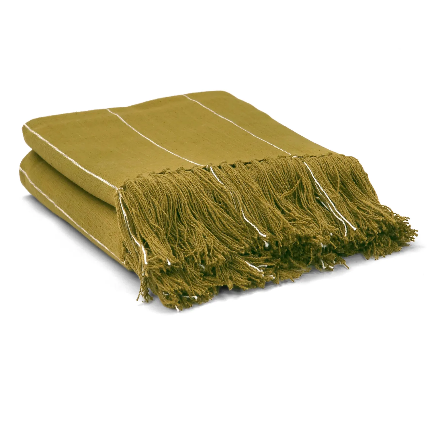 Koce - Bawełniany koc - Martina Stripe (zielony/biały)