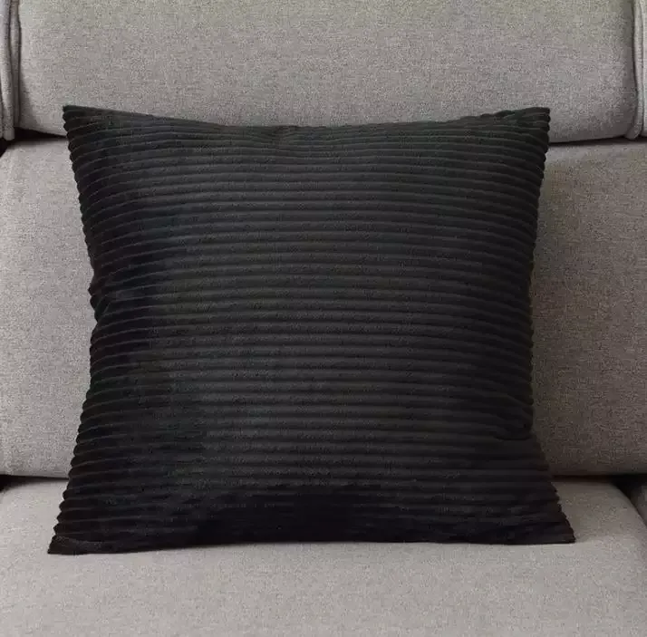 Poszewka na poduszke - Striped Velvet 50 x 50 cm (czarny)