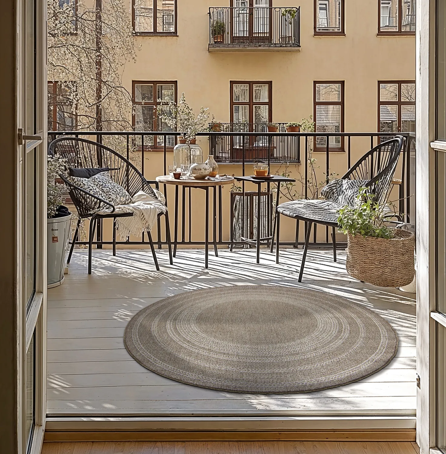 Okrągły dywan - Indoor/Outdoor Angus (beżowy)