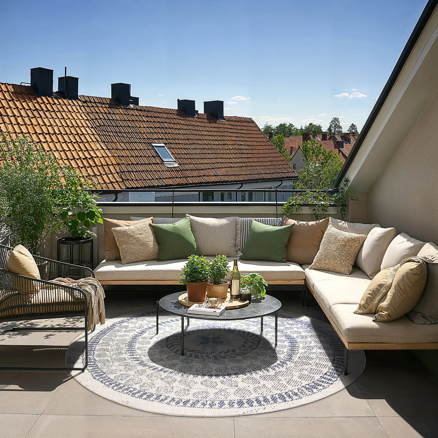 Okrągły dywan - Indoor/Outdoor Malcolm (niebieski)