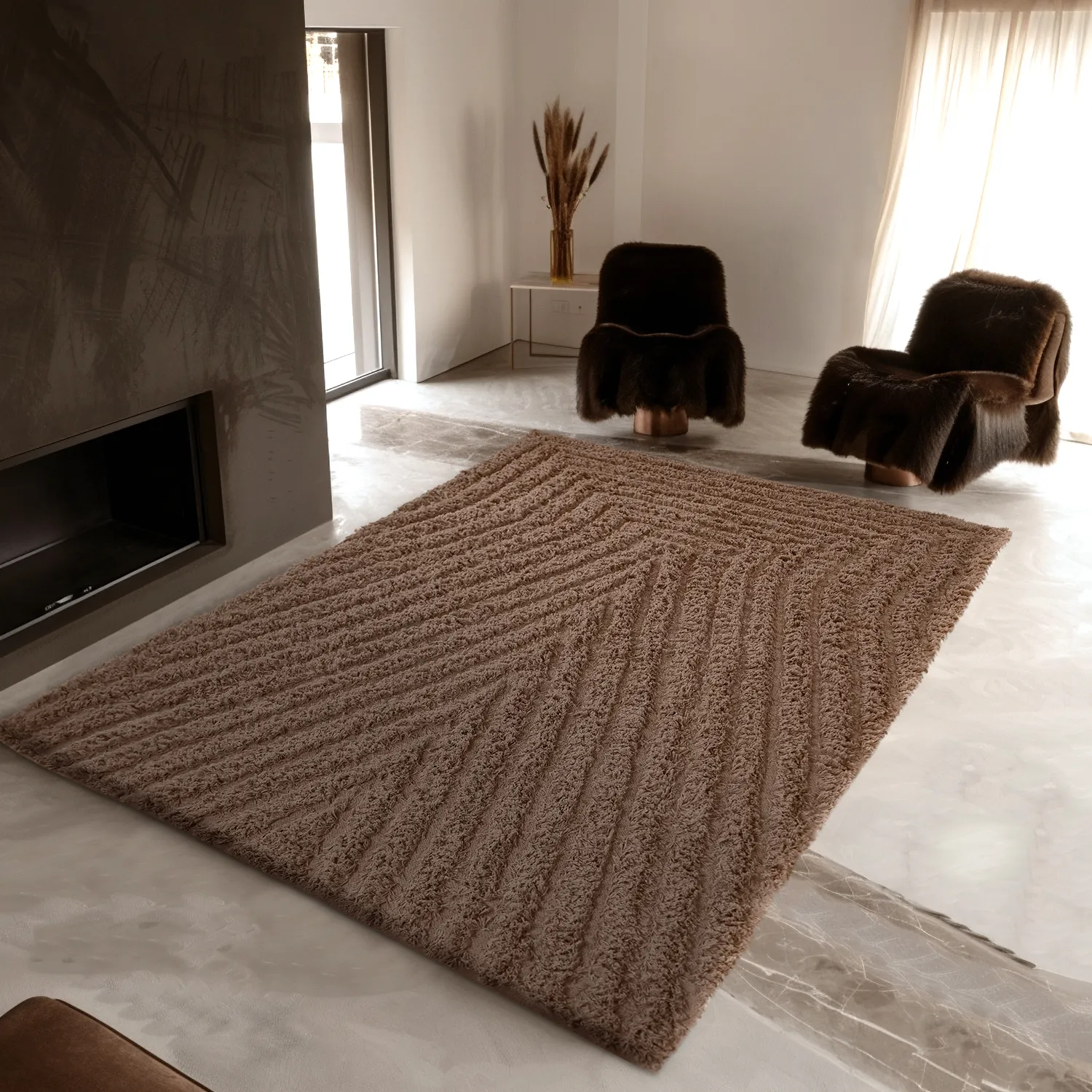 Dywany shaggy - Kendra Natural Cotton Shaggy (brązowy)