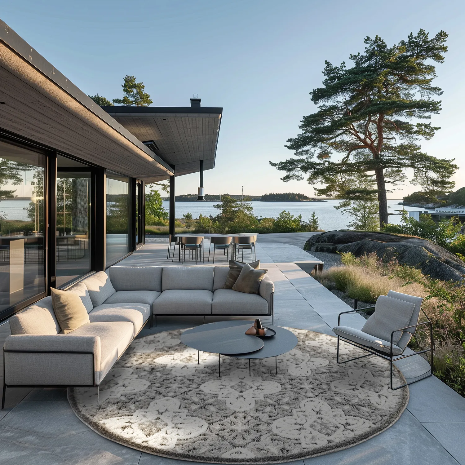 Okrągły dywan - Indoor/Outdoor Hampton (szary)